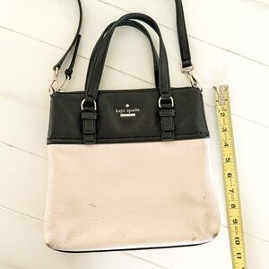 Kate Spade Black & White Leather Crossbody Satchel | Adjustable Strap | Used